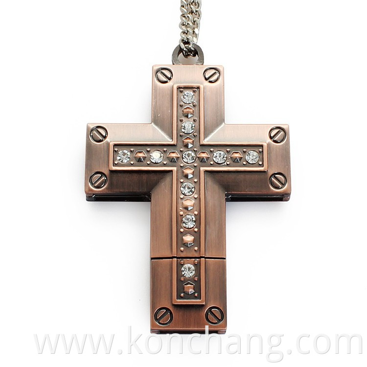 Metal Crystal Cross USB Flash Drive